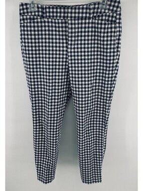 Old Navy Pixie Gingham Print Skinny Pants High Rise Blue Check sz 8